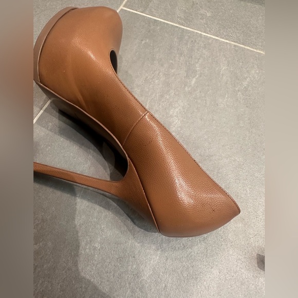 Saint Laurent Brown Leather Tribtoo Platform Pumps - Picture 6 of 8